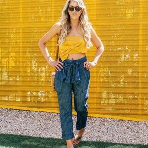 Free People Rumors Harem Pants in Blue Stripe